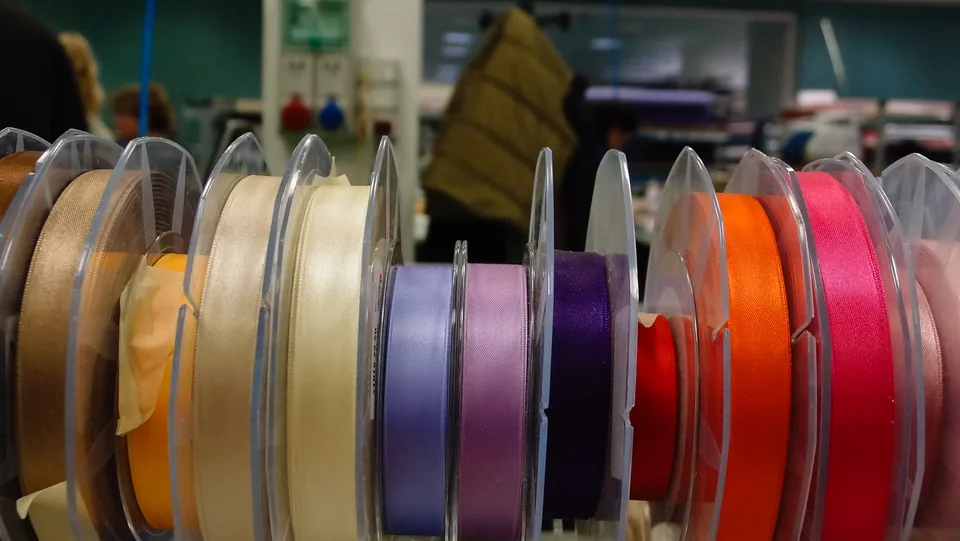 A selection of satin ribbons in many colours for the album design