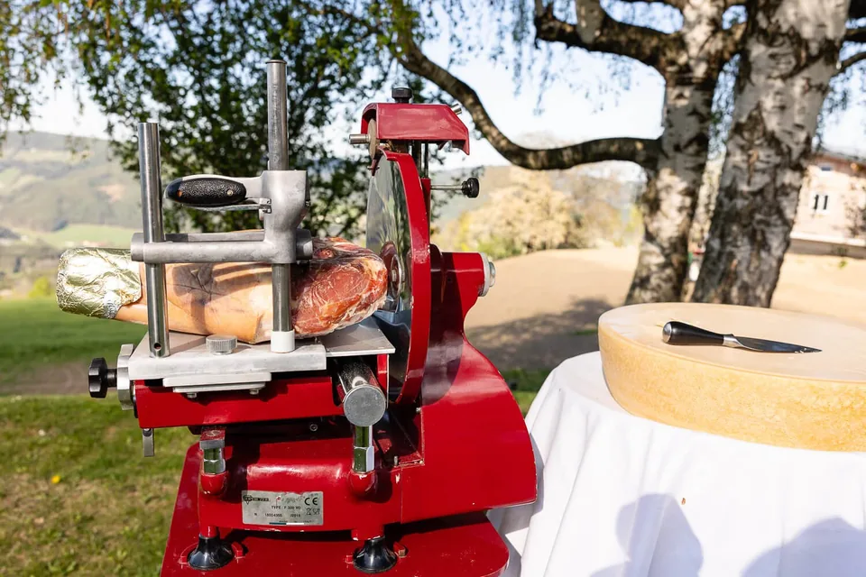 Ham freshly cut on the Berkel slicer at a wedding celebration at the Fernblick