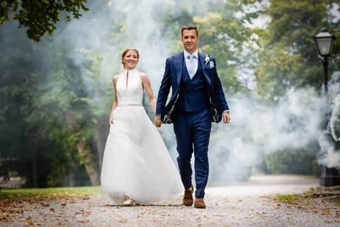 Couple portrait in the park in natural light