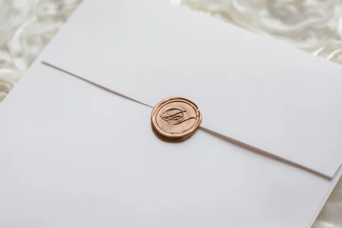 Hochzeitspapeterie mit goldenem Siegel